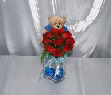 Bear With Flower Arrangement
